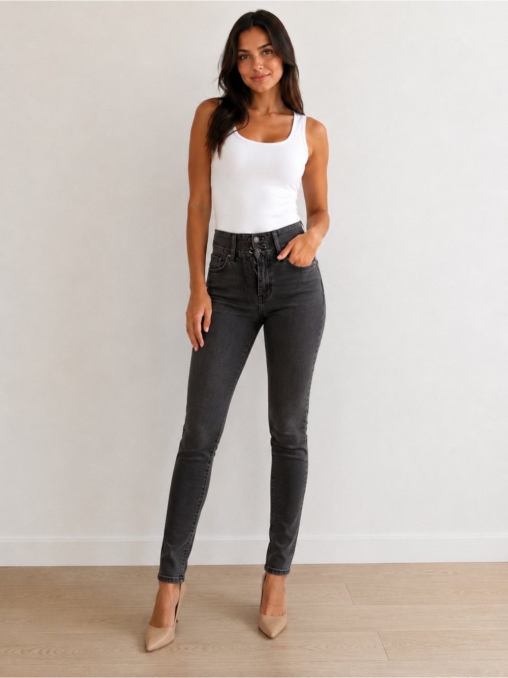 High-Rise Black Skinny Jeans - Sleek Women's Fit